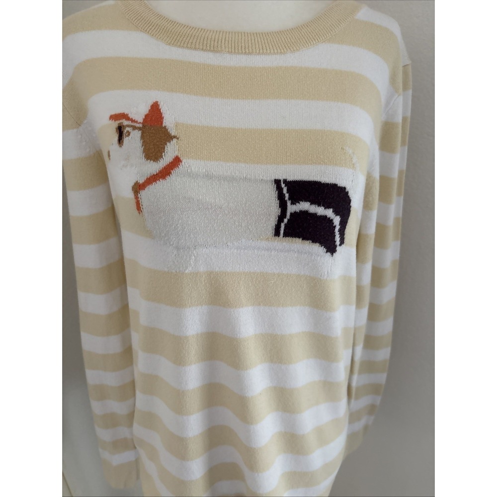 J Crew Dachshund Sweater Yellow Stripes Small